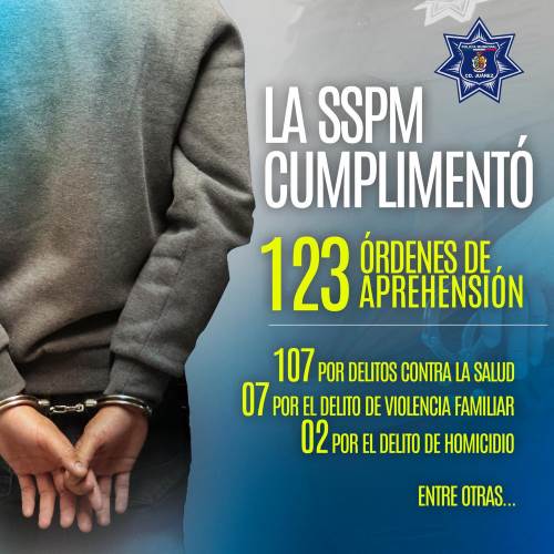Detectó Policía Municipal más de 120 órdenes de aprehensión durante el mes de mayo