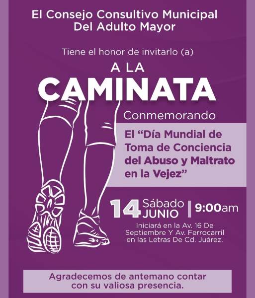 Convocan a caminata por el Día Mundial de Conciencia sobre el Abuso y Maltrato en la Vejez
