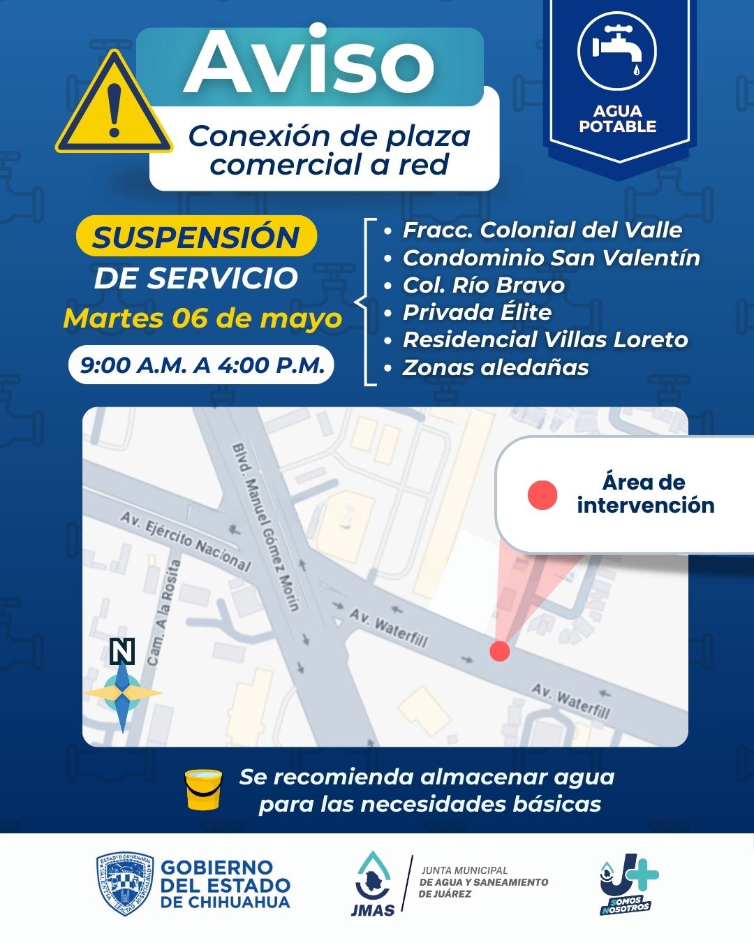 Conectará JMAS plaza comercial a red general de agua potable.