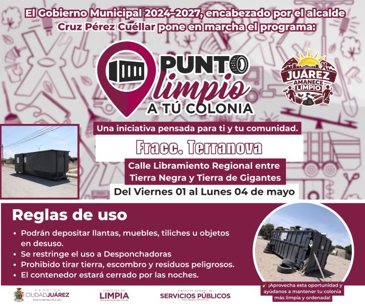 Instalan Puntos Limpios en colonias de la ciudad