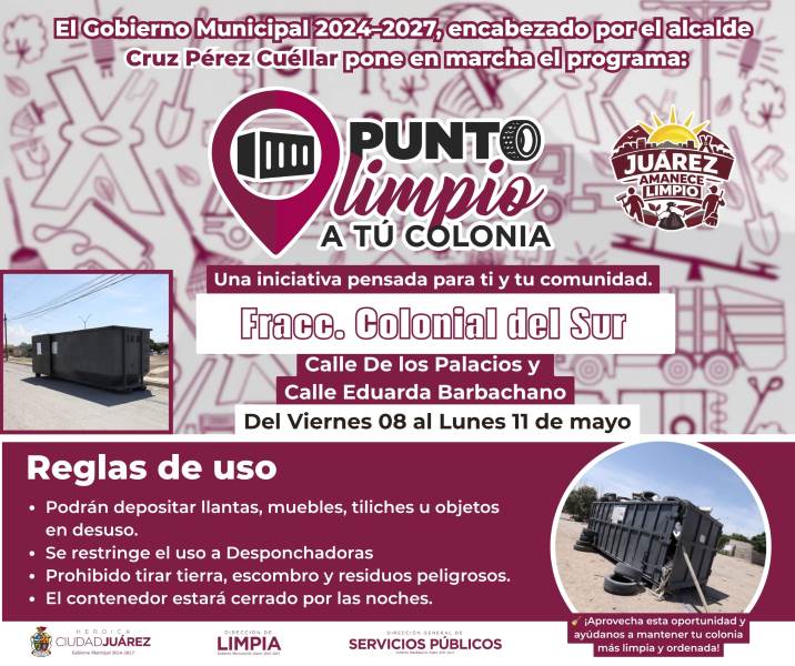 Instalan Puntos Limpios en el sur de Juárez para retiro de tiliches