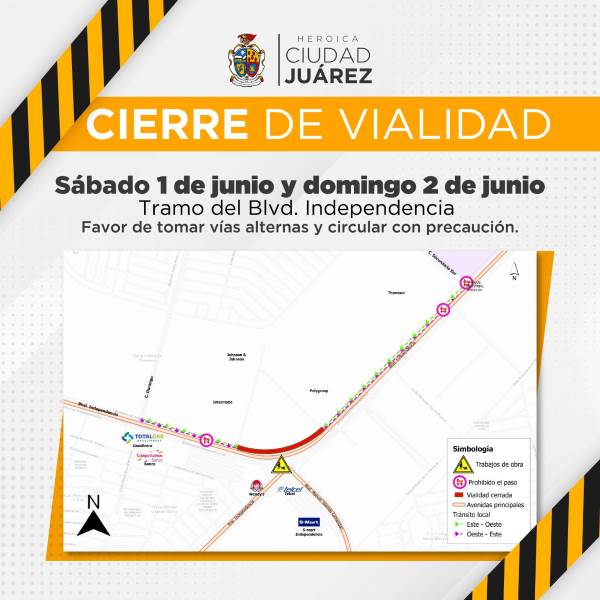 Desviarán tráfico vehicular este fin en el bulevar Independencia Seguridad Vial