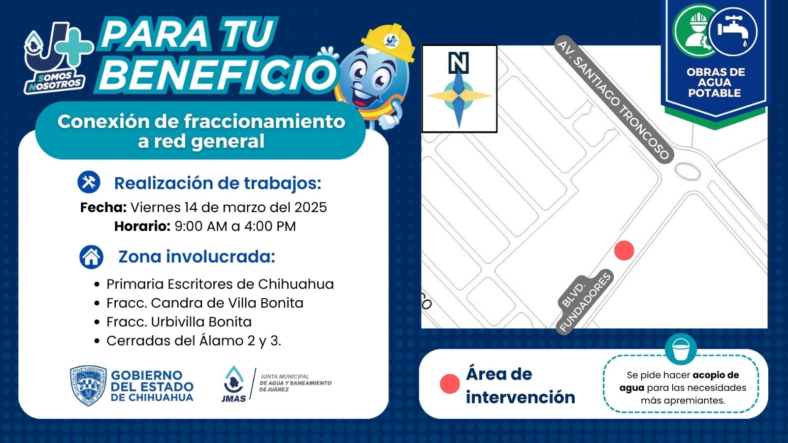 Suspenderán suministro de agua en colonias del sur oriente.