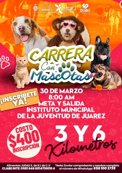 Programan para el 30 de marzo segunda carrera de mascotas