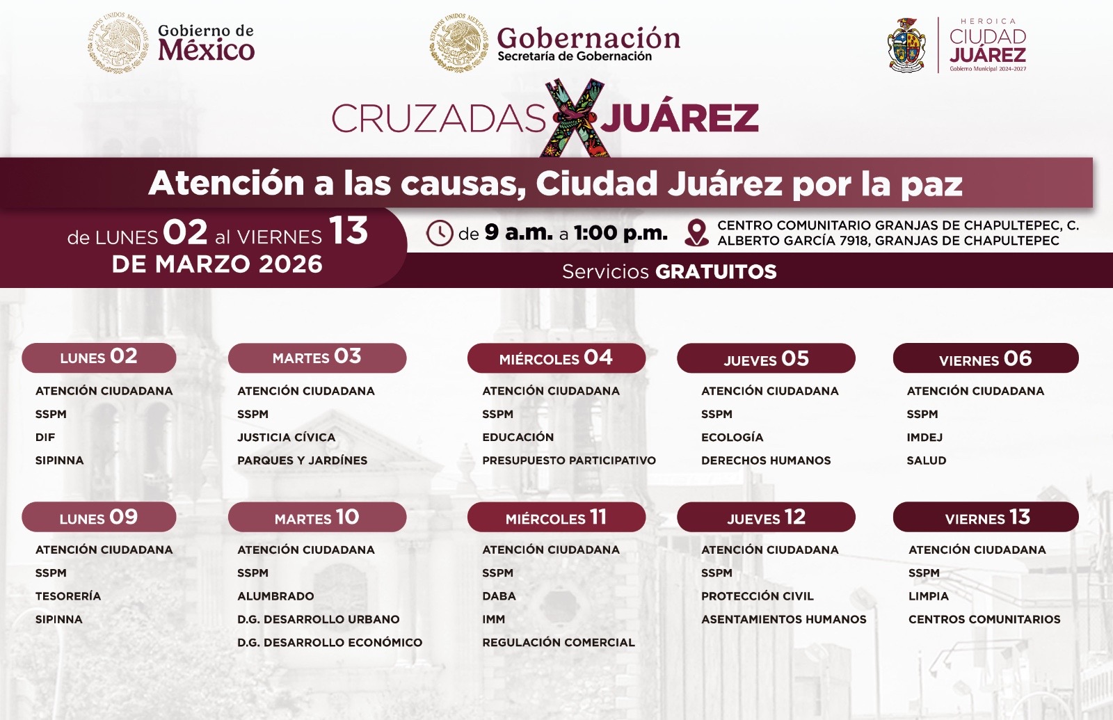 Programan Cruzada por Juárez en la Colonia Revolución Mexicana.