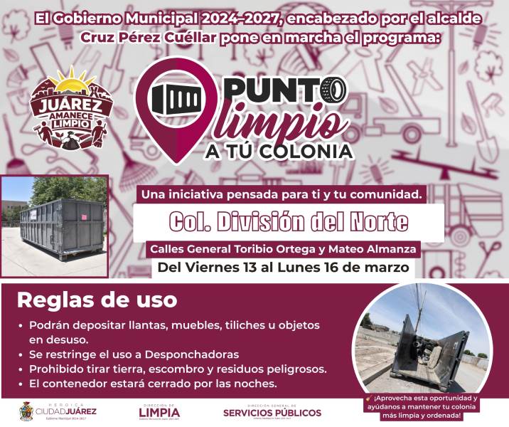 Instalan Puntos Limpios en cuatro colonias de Ciudad Juárez