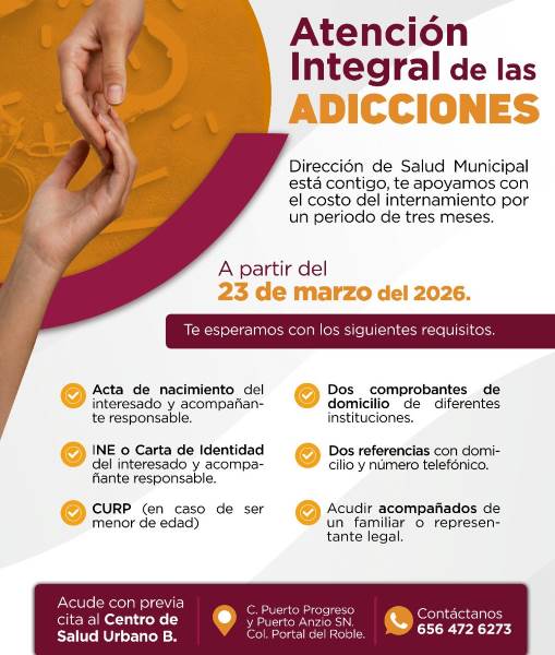 Ofrecen becas para tratamiento de adicciones en Ciudad Juárez