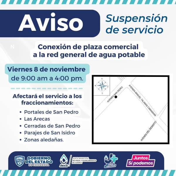 Advierten de suspensión de servicio de agua por conexión de plaza comercial a la red