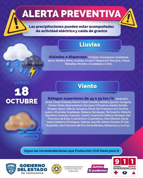 Mantiene CEPC aviso preventivo por ingreso del Frente Frío 4 a Chihuahua