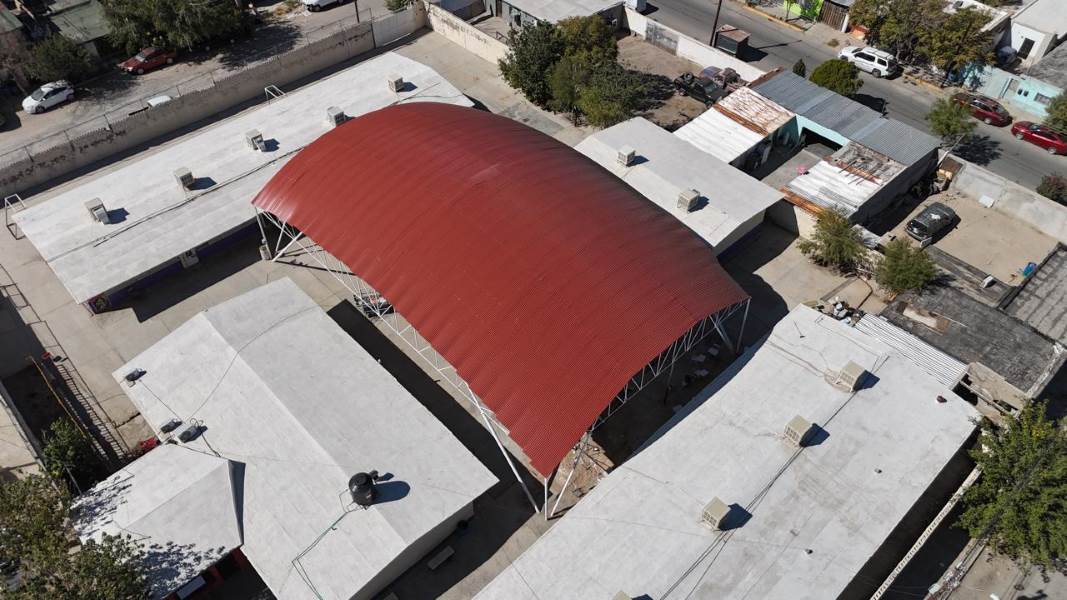 85% de avance construcción de domo en la Escuela Primaria Margarita Maza de Juárez