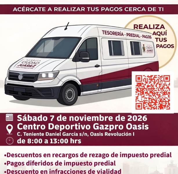 Llevará Tesorería Móvil descuentos y pagos de predial a Oasis Revolución