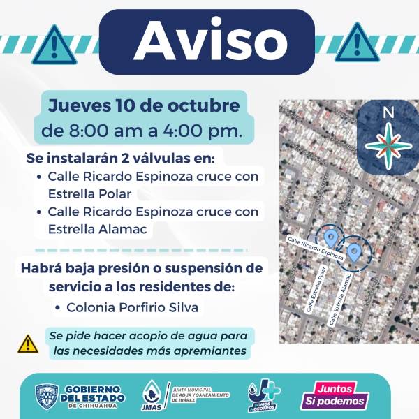 Avisa la JMAS suspensión temporal de agua en colonia Porfirio Silva