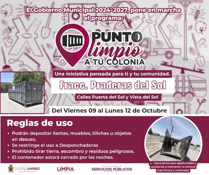 Instala Municipio contenedores de Punto Limpio en cuatro sectores de Juárez
