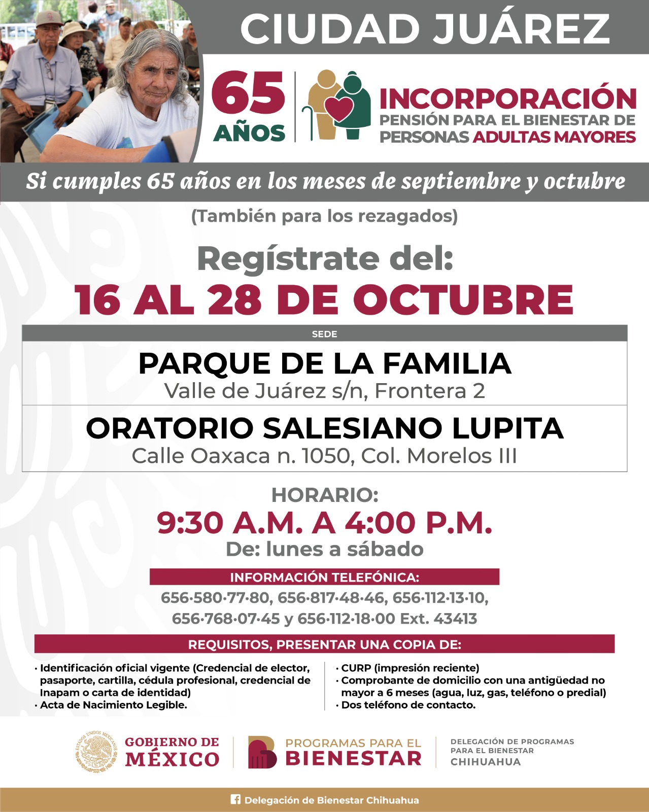 Últimos días para registro de adultos mayores a Pensión Universal.