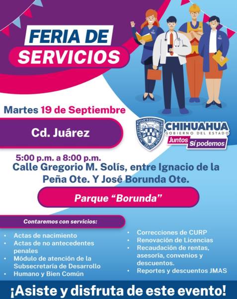 Realizará Gobierno del Estado Feria de Servicios en diversos puntos de Ciudad Juárez