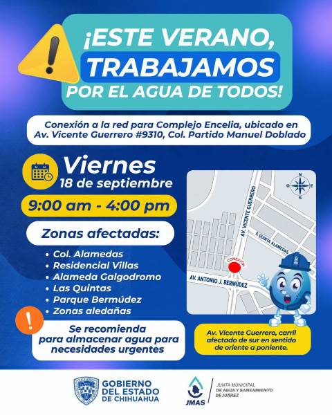 Trabajos de conexión de JMAS provocarán cierre parcial y posible suspensión de agua