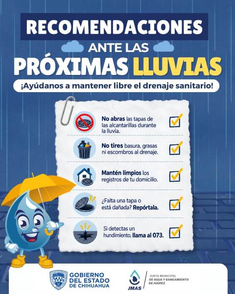 JMAS pide mantener libres de basura las alcantarillas ante lluvias intensas