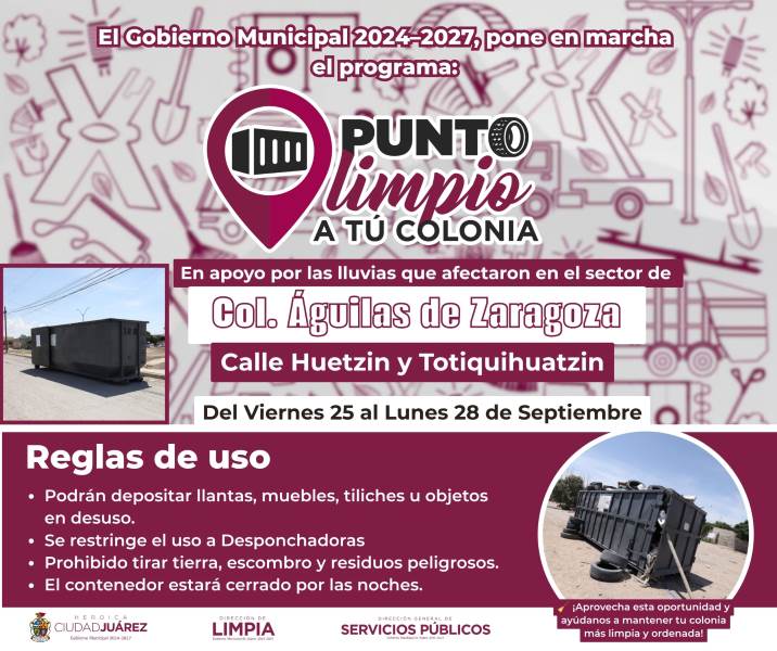 Instalan cuatro contenedores de “Punto Limpio” para retirar tiliches de las colonias