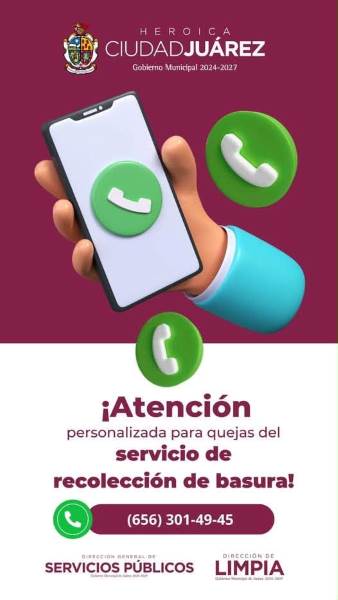 Limpia pide reportar fallas en la recolección de basura vía WhatsApp