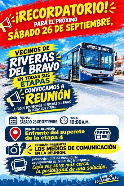 Vecinos de Riveras del Bravo buscan transporte particular ante falta de servicio