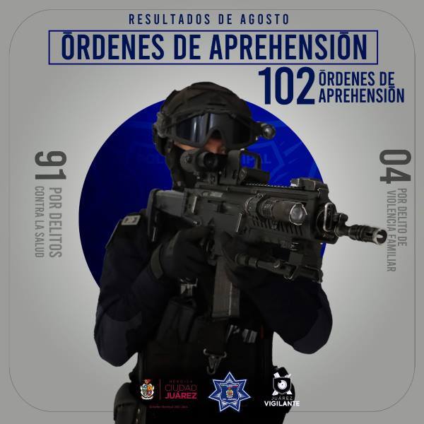 Detectó y ejecutó la SSPM más de 100 órdenes de aprehensión en el mes de agosto