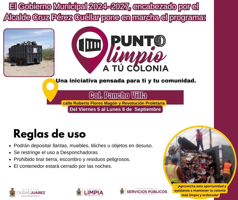Instalan tres nuevos Puntos Limpios en distintas colonias de Ciudad Juárez