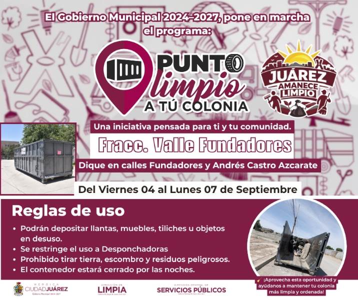 Instalan cuatro contenedores para retirar tiliches en colonias de Juárez