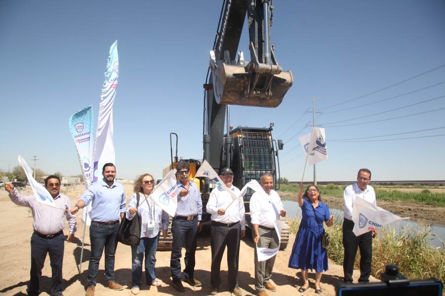 La JMAS inició trabajos de  desazolve de dren en Riberas del Bravo