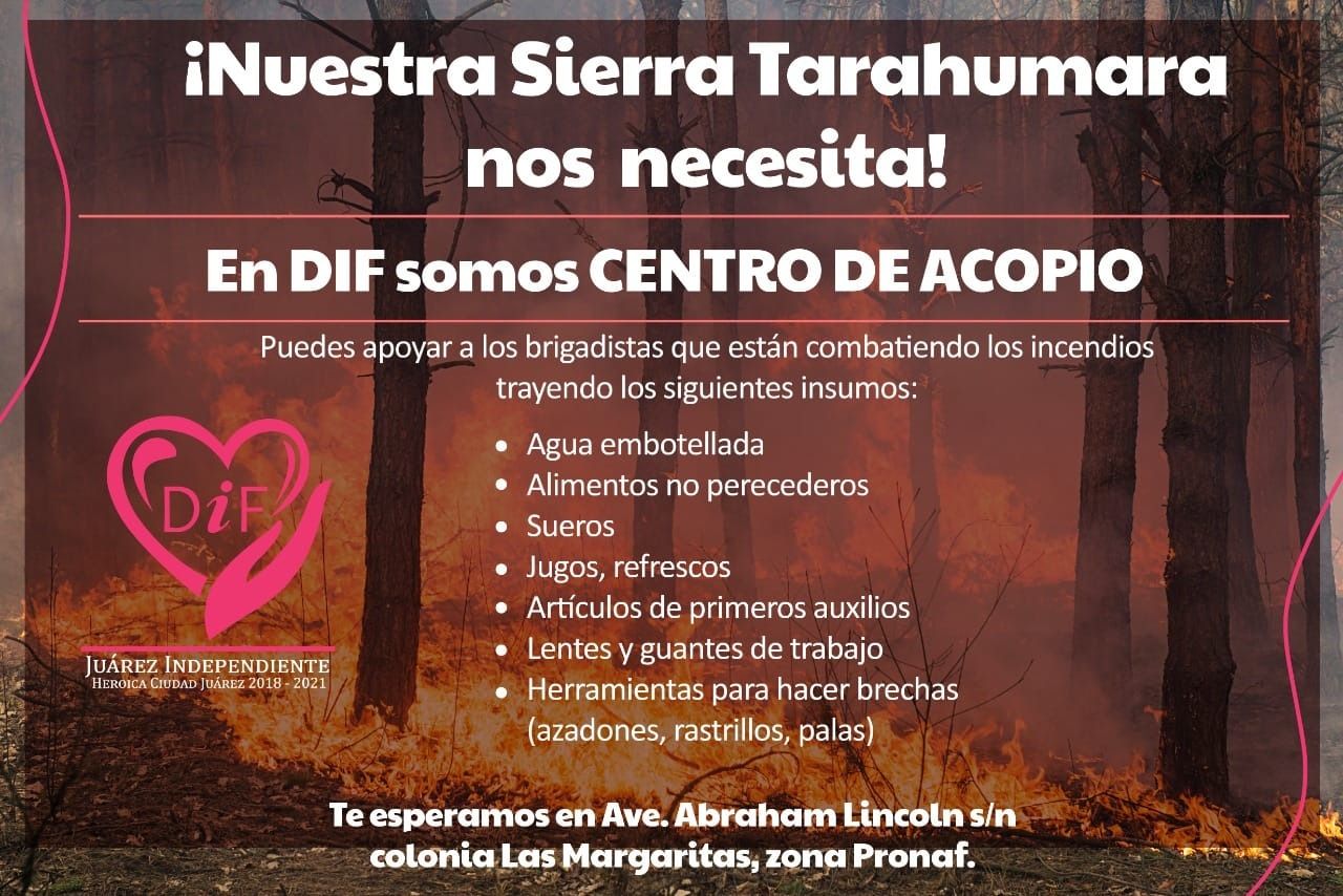 Colabora DIF Municipal como centro de acopio para brigadistas que combaten incendios en la Sierra Tarahumara